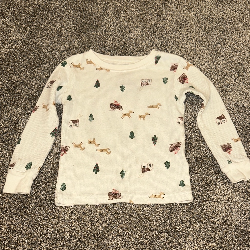 5/$15 Carter's White Long Sleeve Tee with Playful Print